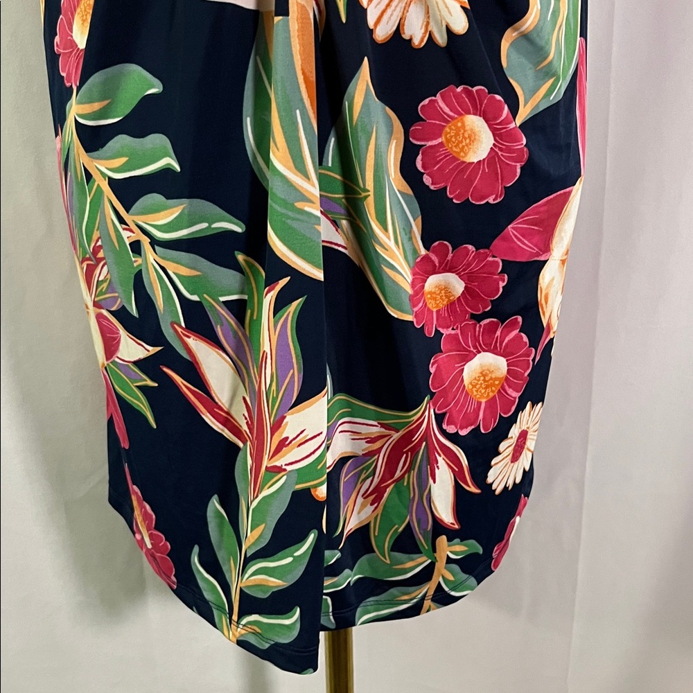Beach Break Navy Multicolor Floral Sleeveless V-Neck Beach Dress Swim Coverup - Picture 12 of 15